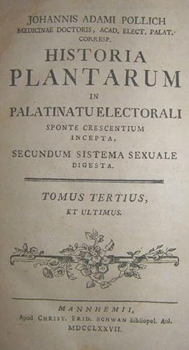Historia Plantarum in Palatinatu Electorali Sponte Crescentium Incepta. Tomus Tertius- Cryptogamia.