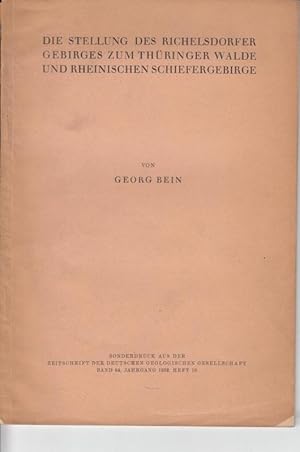 Bild des Verk�ufers f�r Die Stellung des Richelsdorfer Gebirges zum Th�ringer Walde und Rheinischen Schiefergebirge. Sonderdruck aus der Zeitschrift der deutschen geologischen Gesellschaft. Band 84, Jahrgang 1932, Heft 10. zum Verkauf von Antiquariat Carl Wegner