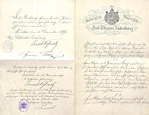 Seller image for Eigenh. Vertrag mit U. "Ernst Possart" und "Hermann Lenz". for sale by Eberhard K�stler Autographen&B�cher oHG