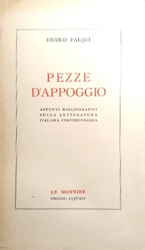 Seller image for Pezze d'appoggio. Appunti bibliografici sulla letteratura italiana contemporanea. for sale by FIRENZELIBRI SRL