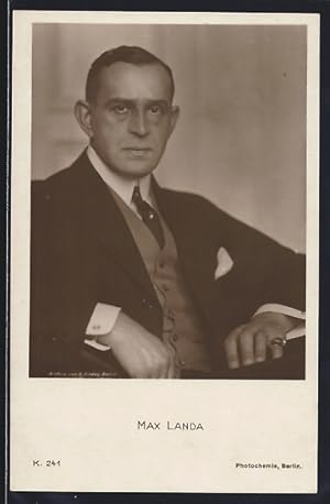Seller image for Ansichtskarte Schauspieler Max Landa im Anzug mit ernsten Blick portr�tiert for sale by Bartko-Reher