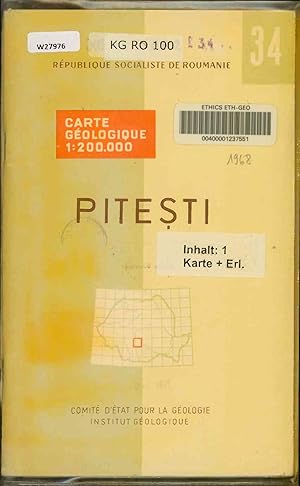 Seller image for Carte Geologique. Nr. 34. Pitesti. 1:200.000 (1 Karte + 1 Erl.). for sale by Antiquariat Bookfarm