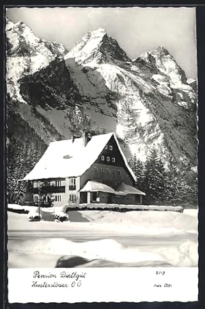 Bild des Verkufers fr Ansichtskarte Hinterstoder /O. ., Pension Dietlgut im Schnee zum Verkauf von Bartko-Reher