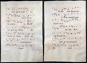 Bild des Verk�ufers f�r Large folio vellum sheet with several hand painted initial-letters. Out of an Antiphonary manuscript from the 15th century. / Seltenes, gro�es original Pergament-Blatt aus einer Antiphonar-Handschrift des 15. Jahrhunderts mit gro�en handgemalten Initialen mit Rankenwerk. zum Verkauf von Antiquariat Steffen V�lkel GmbH