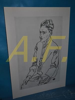 Dr. F. M. Haberditzl. 1917. Kreide. // Druck aus: Otto Benesch, Egon Schiele als Zeichner.