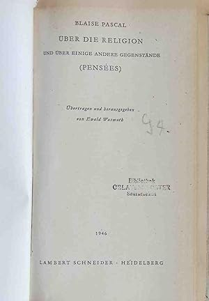 Bild des Verkufers fr ber die Religion und ber andere Gegenstnde (Penses) zum Verkauf von books4less (Versandantiquariat Petra Gros GmbH & Co. KG)