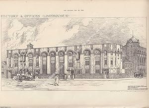 Immagine del venditore per 1909 : Factory and Offices, Limehouse. Arthur T. Bolton, Architect. An original page from The Builder. An Illustrated Weekly Magazine, for the Architect, Engineer, Archaeologist, Constructor, & Art-Lover. venduto da Cosmo Books
