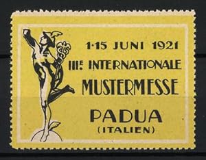Seller image for Reklamemarke Padua, III. Internationale Mustermesse 1921, Hermes-Standbild for sale by Bartko-Reher