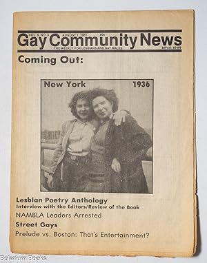 Imagen del vendedor de GCN: Gay Community News; the weekly for lesbians and gay males; vol. 9, #3, August 1, 1981; Coming Out New York 1936 a la venta por Bolerium Books Inc.