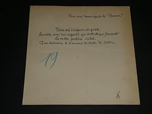 Pour une dame après le "Mumm" (SIGNED AUTOGRAPH POEM BY JEAN COCTEAU from "Le prince frivole", pu...