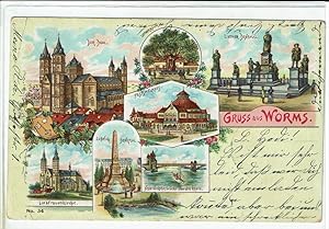 AK Gruss aus Worms [mit 7 Ansichten] Der Dom / Lutherbaum / Luther Denkmal / Festspielhaus / LIeb...