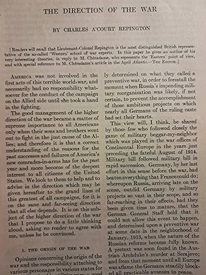 Imagen del vendedor de Article: the Direction of the War (World War 1) "America Was Not Involved in the First Acts of This Terrible World-Was." a la venta por Hammonds Antiques & Books