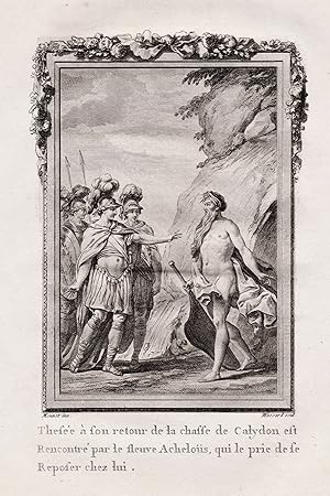 Imagen del vendedor de "Thes�e a son retour de la chaffe de Calydon est." - Achelous Theseus Mythologie mythology Ovid Metamorphoses gravure a la venta por Antiquariat Steffen V�lkel GmbH