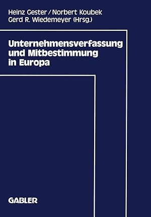 Imagen del vendedor de Unternehmensverfassung und Mitbestimmung in Europa a la venta por preigu