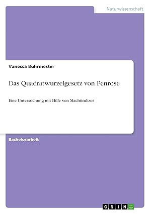 Bild des Verk�ufers f�r Das Quadratwurzelgesetz von Penrose | Eine Untersuchung mit Hilfe von Machtindizes zum Verkauf von preigu