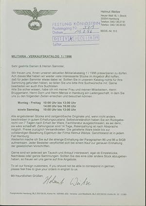 Bild des Verk�ufers f�r Militaria-Verkaufskatalog 1/1996 zum Verkauf von Antiquariat Kastanienhof