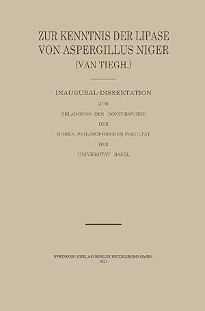 Immagine del venditore per Zur Kenntnis der Lipase von Aspergillus Niger (van Tiegh) venduto da preigu