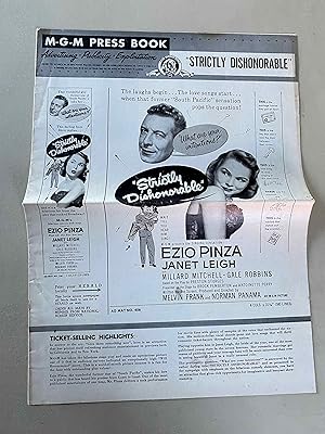 Imagen del vendedor de Strictly Dishonorable Pressbook 1951 Ezio Pinza, Janet Leigh, Millard Mitchell a la venta por AcornBooksNH