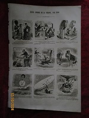 Seller image for BALLONS de M. POITEVIN T�L�SCOPE de LEVERRIER , T�L�GRAPHE - REVUE COMIQUE DE LA SEMAINE par CHAM - LITHOGRAPHIE de CHAM , parue dans la revue humoristique " LE CHARIVARI " 1849 for sale by LA FRANCE GALANTE