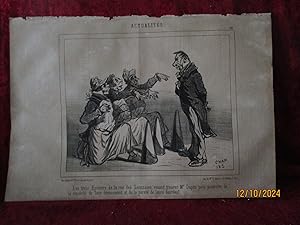 Seller image for Mr. DUPIN , TROIS �PICIERS de la rue des SAUSSAIES - ACTUALIT�S N� 30 - LITHOGRAPHIE de CHAM , parue dans la revue humoristique " LE CHARIVARI " Vers 1850 for sale by LA FRANCE GALANTE
