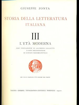 Imagen del vendedor de Storia della letteratura italiana III - Eta' moderna a la venta por Librodifaccia