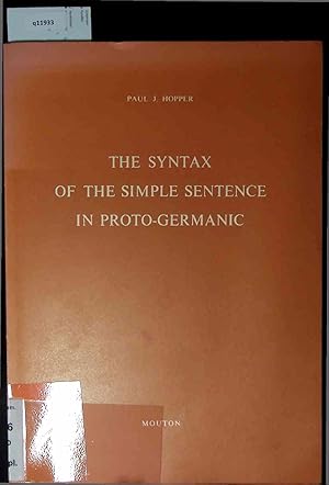 Bild des Verkufers fr The Syntax of the Simple Sentence in Proto-Germanic. zum Verkauf von Antiquariat Bookfarm