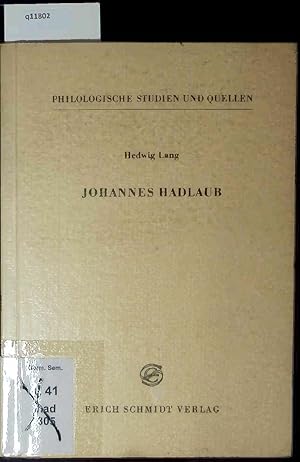 Bild des Verk�ufers f�r Johannes Hadlaub. zum Verkauf von Antiquariat Bookfarm