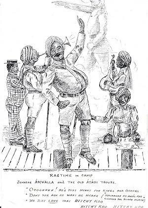 Immagine del venditore per [British Army in India (a supplies scandal?)] Eight highly-finished, capable caricatures by 'C', involving a Raj (army supplies?) scandal, 'Bilk', 'Jemadar Amwalla and the Old Atasi Troupe', 'Mahomed Arif & Co', 'the G. C. M.', and the Madras Times. venduto da Richard M. Ford Ltd