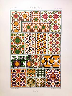 Imagen del vendedor de Racinet:Polzchromes Ornament (L`ornement polychrome). PL. XXXVI. Middle Ages - Moyen �ge - Mittelalter. a la venta por Antiquariat an der Uni Muenchen