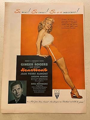 Immagine del venditore per Heartbeat Trade Print Ad 1946 Ginger Rogers, Jean-Pierre Aumont, Adolphe Menjou venduto da AcornBooksNH