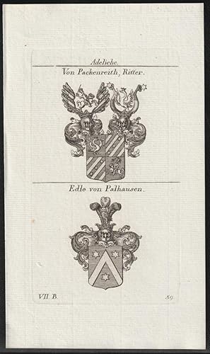 Bild des Verk�ufers f�r Adeliche: Von Packenreith, Ritter / Edle von Palhausen. Original-Kupferstich mit 2 Wappen. zum Verkauf von Antiquariat Dennis R. Plummer
