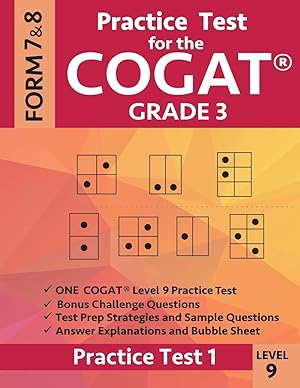 Immagine del venditore per Practice Test for the CogAT Grade 3 Level 9 Form 7 and 8: Practice Test 1: 3rd Grade Test Prep for the Cognitive Abilities Test venduto da -OnTimeBooks-