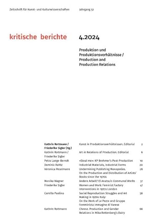 Imagen del vendedor de Kritische Berichte : Zeitschrift f�r Kunst- und Kulturwissenschaften / Jahrgang 52, Heft 4.2024 a la venta por BuchWeltWeit Ludwig Meier e.K.