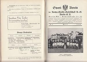 Seller image for 4. Jahrgang 1930: Sport-Verein der Reichs-Kredit-Gesellschaft Berlin e.V. Berlin Behrenstra�e 21-22. [Mitteilungsblatt] Nr. 1 - 12, Januar bis Dezember. for sale by Antiquariat Carl Wegner