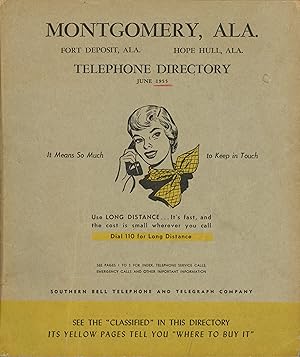 Seller image for Montgomery, Ala. Telephone Directory, June 1955 for sale by Wallace & Clark, Booksellers