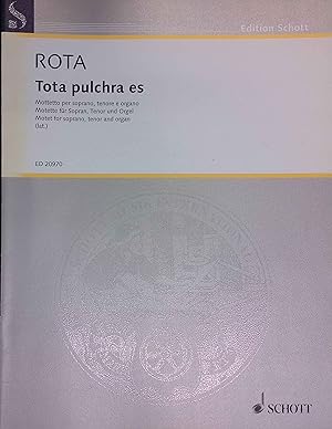 Immagine del venditore per Tota pulchra es: Motette f�r Sopran, Tenor und Orgel. Edition Schott ED 20970 venduto da books4less (Versandantiquariat Petra Gros GmbH & Co. KG)