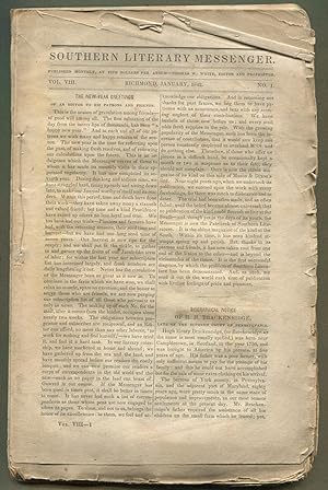 Bild des Verkufers fr Southern Literary Messenger: Vol. VIII, No. 1 (January, 1842) zum Verkauf von Between the Covers-Rare Books, Inc. ABAA