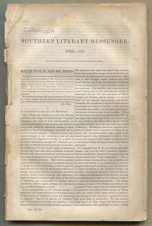 Bild des Verkufers fr Southern Literary Messenger: Vol. X, No. 4 (April, 1844) zum Verkauf von Between the Covers-Rare Books, Inc. ABAA