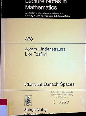 Immagine del venditore per Classical Banach Spaces Lecture Notes in Mathematics, Band 338 venduto da books4less (Versandantiquariat Petra Gros GmbH & Co. KG)