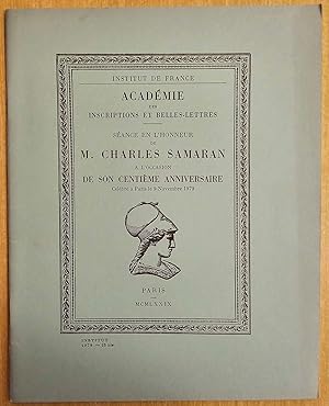 Imagen del vendedor de Institut de France Acad�mie des Inscription Belles-Lettres, Charles SAMARAN 1979 a la venta por Le P�lican Noir