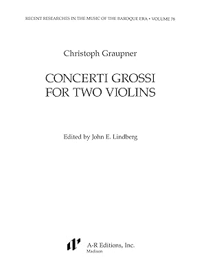 Imagen del vendedor de Concerti Grossi for Two Violins (Recent Researches in the Music of the Baroque Era) a la venta por Fables Books
