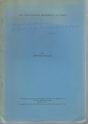 Imagen del vendedor de THE PRAGMATIST MOVEMENT IN ITALY a la venta por Robinson Street Books, IOBA
