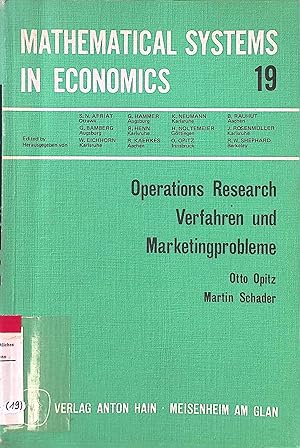 Bild des Verkufers fr Operations-research-Verfahren und Marketingprobleme. Mathematical systems in economics ; H. 19 zum Verkauf von books4less (Versandantiquariat Petra Gros GmbH & Co. KG)