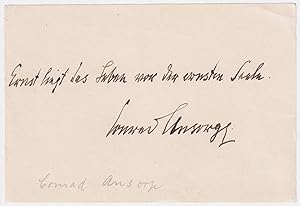 Seller image for Eigenh. Albumblatt mit Unterschrift for sale by Antiquariat Steffen V�lkel GmbH