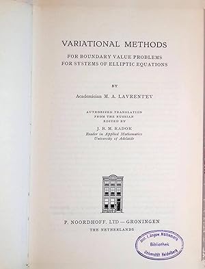 Seller image for Variational Methods for Boundary Value Problems for Systems of Elliptic Equations for sale by books4less (Versandantiquariat Petra Gros GmbH & Co. KG)