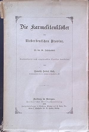 Seller image for Die karmelitenkl�ster der niederdeutschen Provinz. for sale by books4less (Versandantiquariat Petra Gros GmbH & Co. KG)