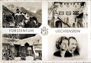 Ansichtskarte / Postkarte Fürstentum Liechtenstein, Schloss Vaduz, Fürst Franz Josef II, Fürstin ...