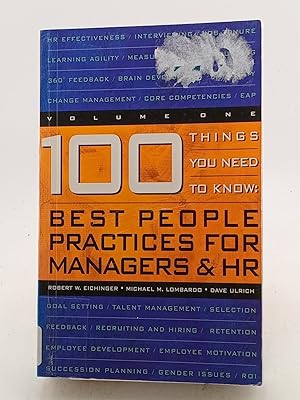 Bild des Verk�ufers f�r 100 Things You Need to Know: Best People Practices for Managers & HR zum Verkauf von Book Express (NZ)