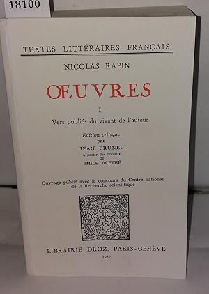 Bild des Verk�ufers f�r Oeuvres 1 : Vers publi�s du vivant de l'auteur zum Verkauf von crealivres