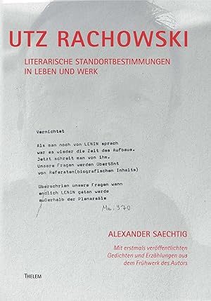 Bild des Verk�ufers f�r Utz Rachowski | Literarische Standortbestimmungen in Leben und Werk zum Verkauf von preigu
